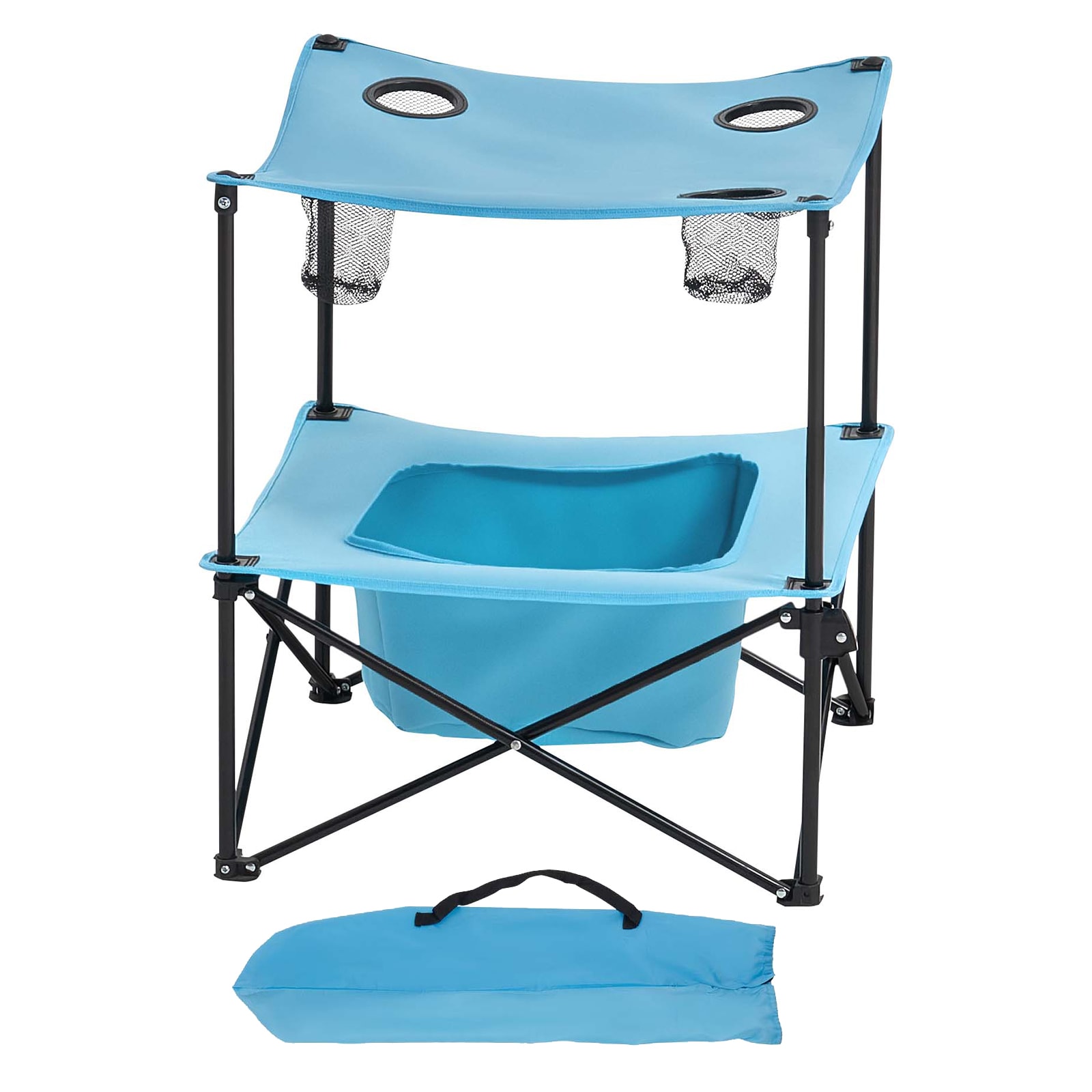 Folding Portable Camping Table Oxford Outdoor Picnic Square Table 4 Cup Holders_voghion.com